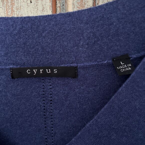 Cyrus Blue Women’s L V-Neck Sweater Soft High Low Wide Ribbed Hem & Cuffs - Picture 3 of 11